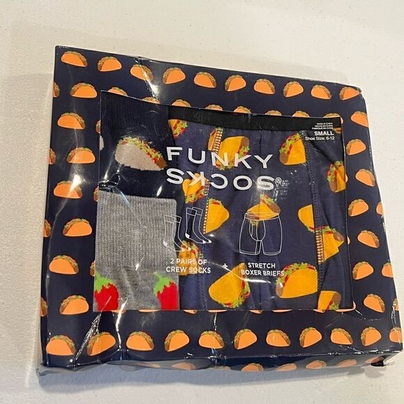 NEW MEN FUNKY 2 PAIRS CREW SOCKS + STRETCH BOXER BRIEFS SIZE XL - Picture 2 of 6